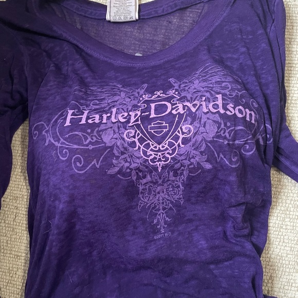 Lightweight sheer Purple long sleeve Harley Davidson shirt - Picture 5 of 8